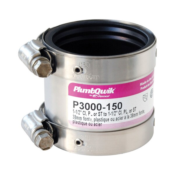 Fernco PlumbQwik Schedule 40 1-1/2 in. Hub X 1-1/2 in. D Hub PVC Coupling 1 pk